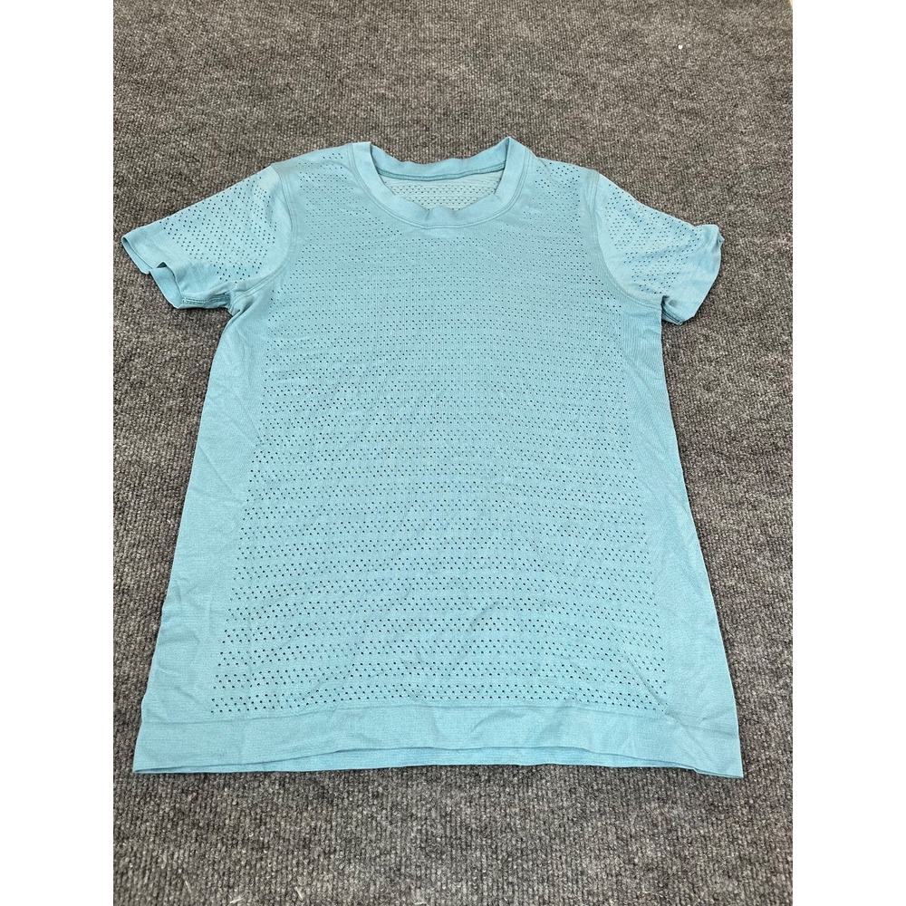 Lululemon Blue Green Teal Breeze By Short Sleeve Top Womens 4 ?